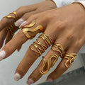 2025 New Style Fashionable 18k Gold Plated Valentine's Day Hollow Stainless Steel Ring  Adjustable Ring Mount Setting for Woman