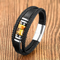 New Design High Quality Tiger Eye Stone Custom Logo Stainless Steel Magnet Clasp Vintage Genuine Leather Bracelet Men SL-248
