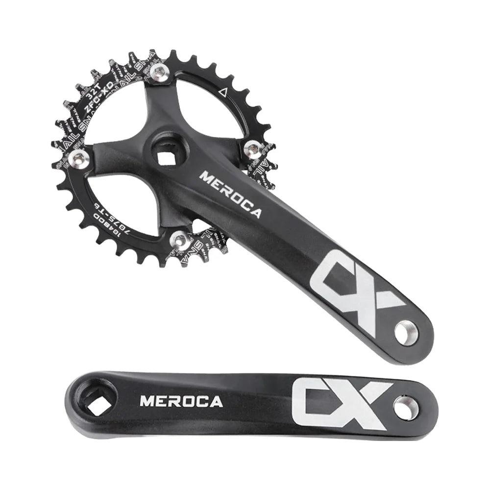 Single Speed Bicycle Crank Arm Set for MTB Mountain Road 170mm Square Taper Crankset with 104BCD 32T/34T/36T/38T Chainring Bolts