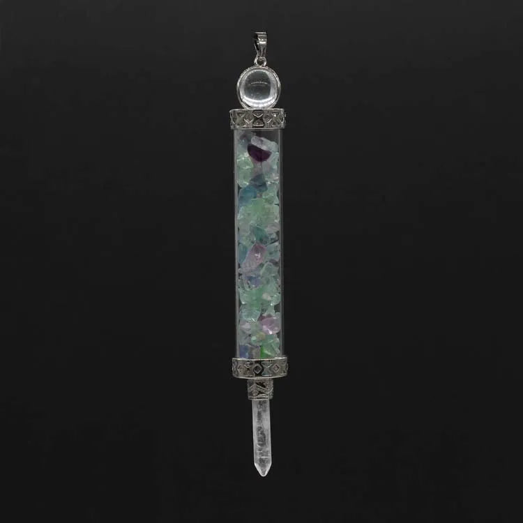 Custom DIY Natural Crystal Quartz Plane Healing Wands : Fluorite Plane Healing Wand Pendants for Sale