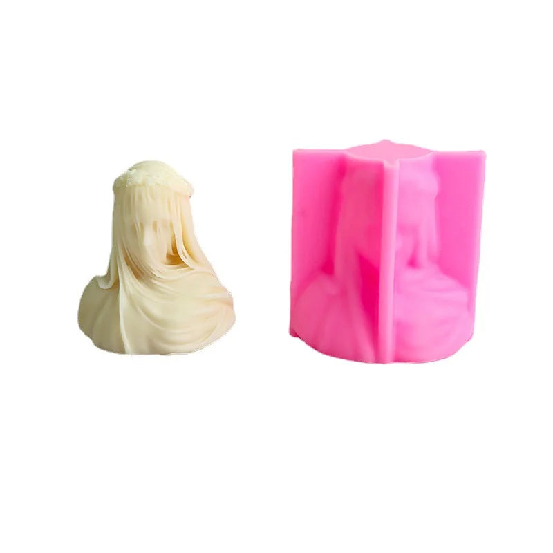 Early Riser Veil Girl Scented Candles Soap Silicone Mold DIY Home Decor Plaster Chocolate Mouldings Cake Tools