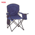 WOQI Customized Foldable Camping Chair Steel Frame Zipper Cooler Bag Cup Holder Side Pocket Lounge Chair for Outdoor Travelling