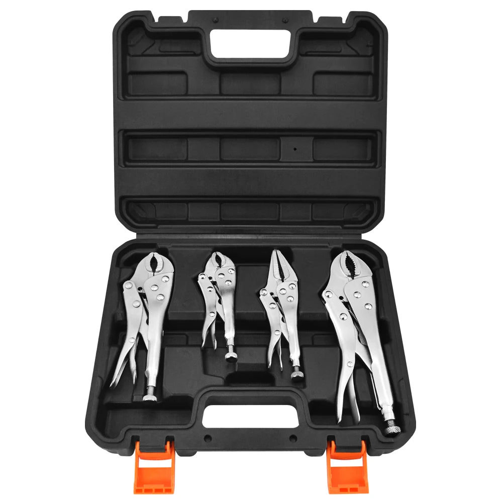 SOLUDE 4 Pieces Combination Locking Grip Pliers Jaw Locking Pliers Set