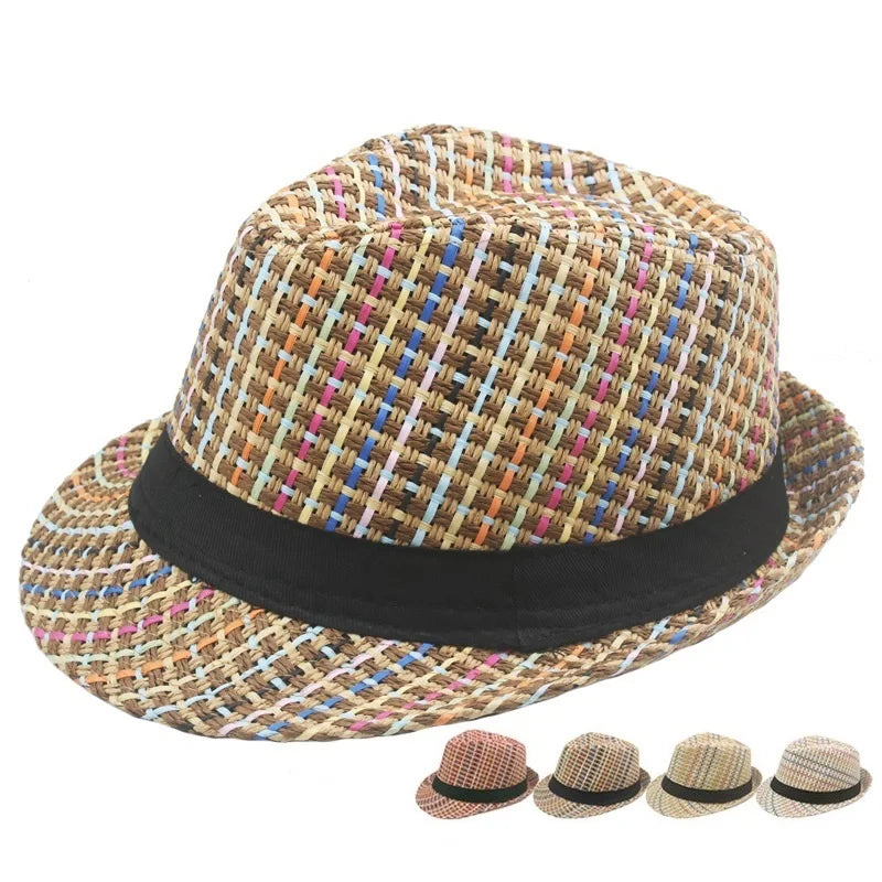 Wholesale Summer Fashion Colorful String Paper Straw Sun Hats Beach Womens Mens Panama Fedora Paper Straw Hat
