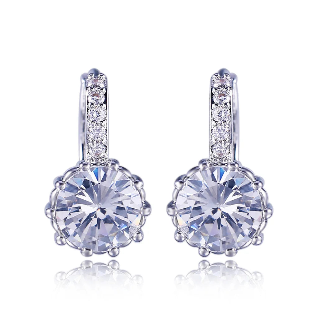 CSE182 Top Quality Fashion Cubic Zircon Earrings Silver Needle Multi-color Hoop Earrings