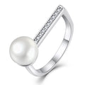 Customized Luxury Engagement Wedding Rings Fine Jewelry Gift Wholesale Rhodium Plated 925 Sterling Silver OEM Unique Pearl Ring