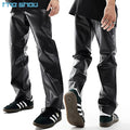 OEM Classical High Street Straight Leg Black Button Fly Fashion Leather Pants Men