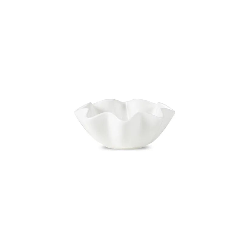 Mini White Ceramic Succulent Planter Wavy Edge Flower Pot for Office Desk or Home Garden New Design Decorative Purpose