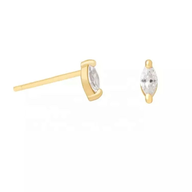 LOZRUNVE Wholesale Mini Marquise Stud 925 Silver Clear Zirconia Solitaire Stud Earrings