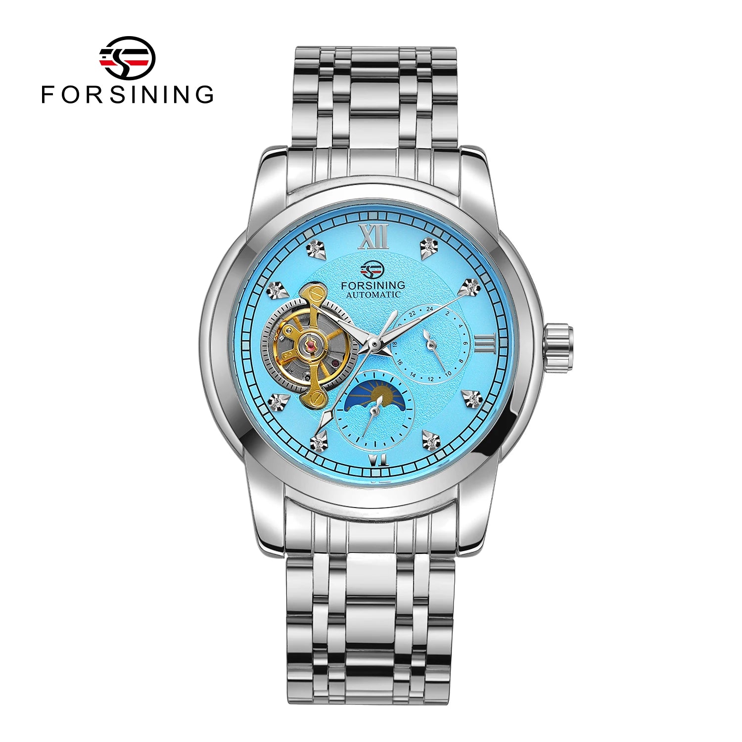 New Design Luxury OEM Fast Shipping for Brand Moon Phase Tourbillon Automatic Mechanical Stainless Steel Analog Men's