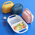 HelloWorld Foldable Drain Water Basket Household Kitchen Wash Vegetable Basket Fruit Basket