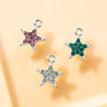 Rhinestone Crystal Star Charms for Jewelry Making Christmas Decorating Platinum Plated Alloy Metal Pendants
