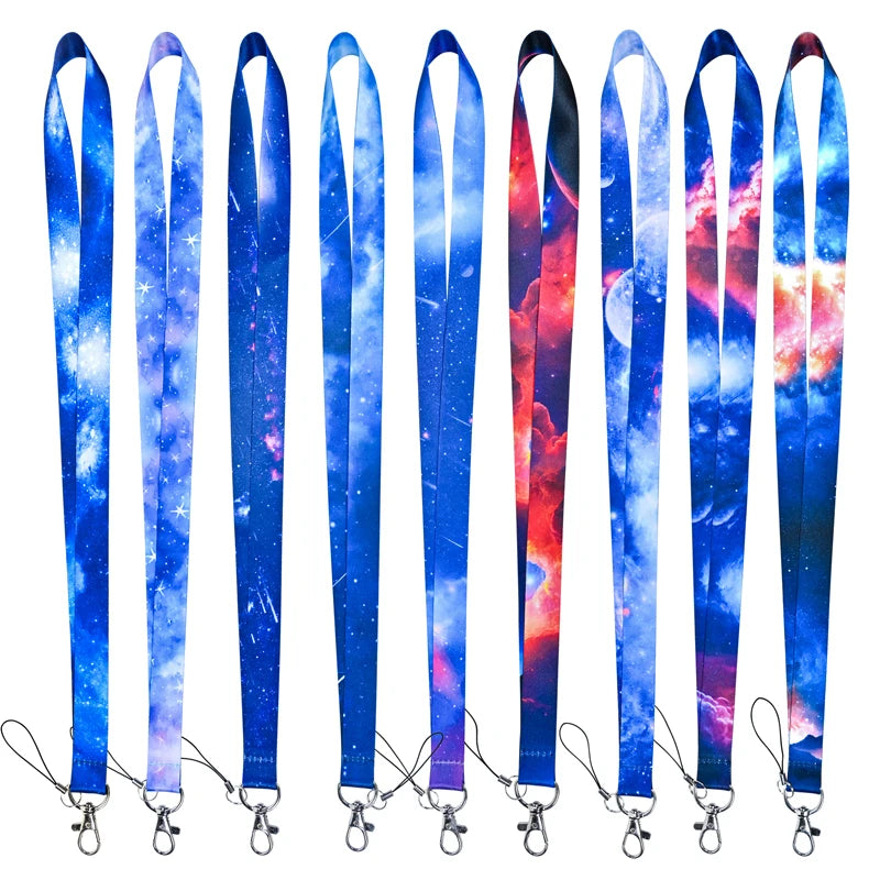 Promotional Galaxy Phone Neck Strap Lanyard Customize Print Logo Keychain Polyester Lanyard Free Sample