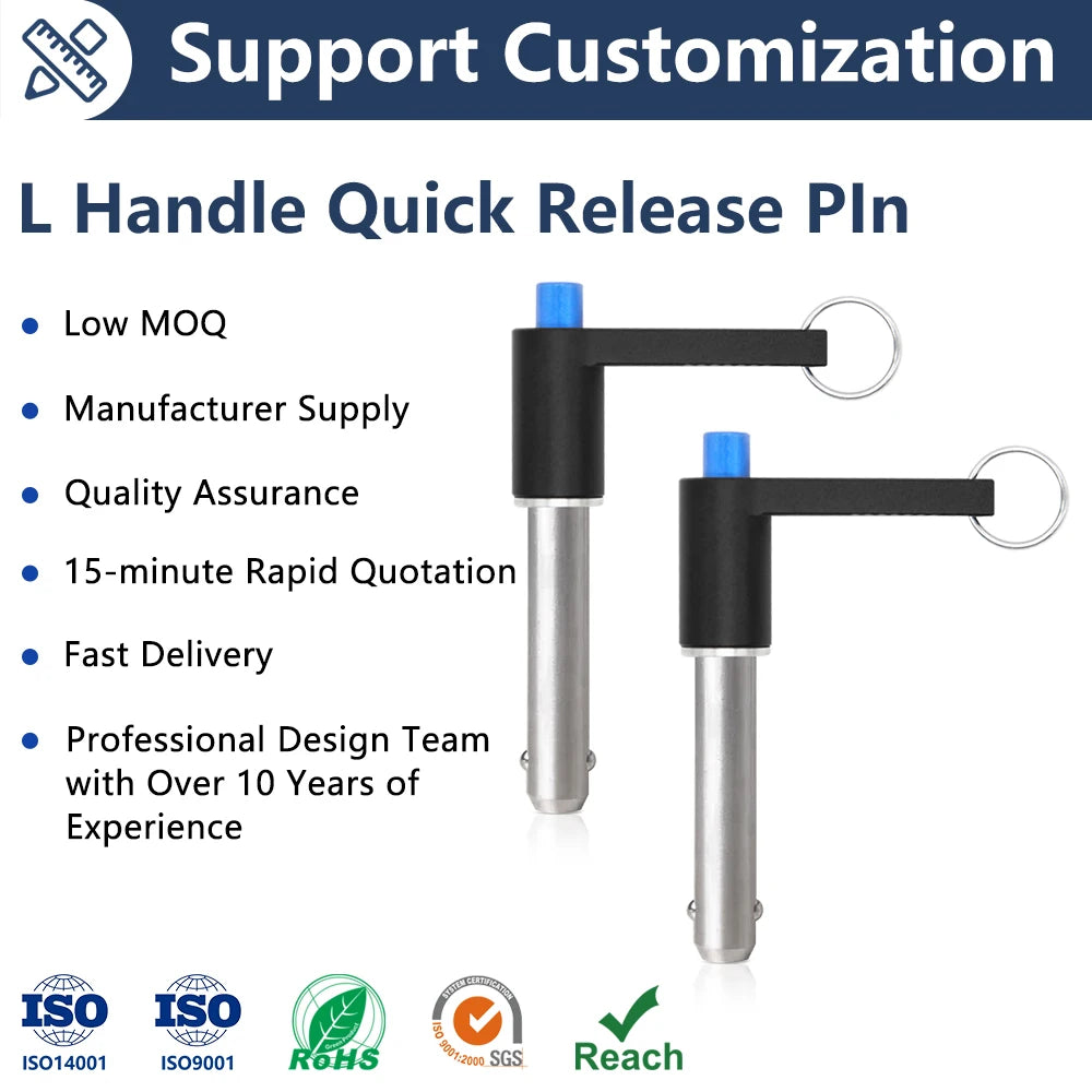 Factory Direct Supply M12 M16 Aluminium L Handle Fasteners with Stainless Steel Ball Lock Pin