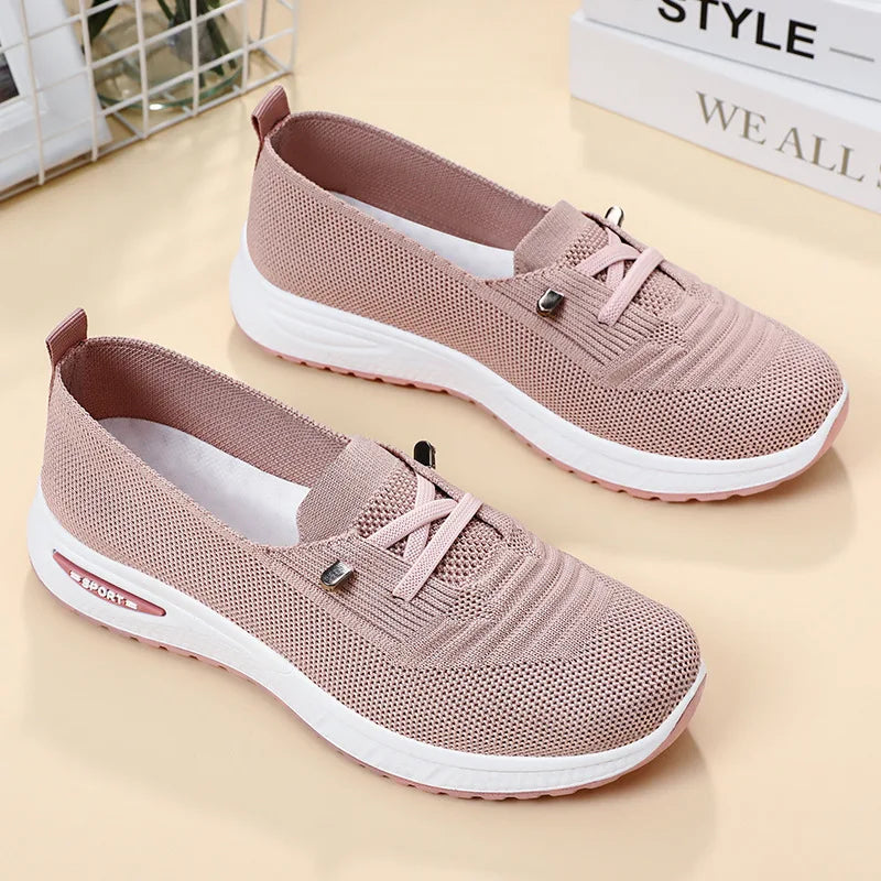 Women Fashion Sneakers Breathable and Durable Mesh Fabric Lightweight slip on Comfort Lace up Trainers