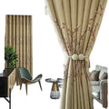 Chinese Elegant Style Blackout Curtains with Floral Embroidery Grommet Style for Living Room Home Use