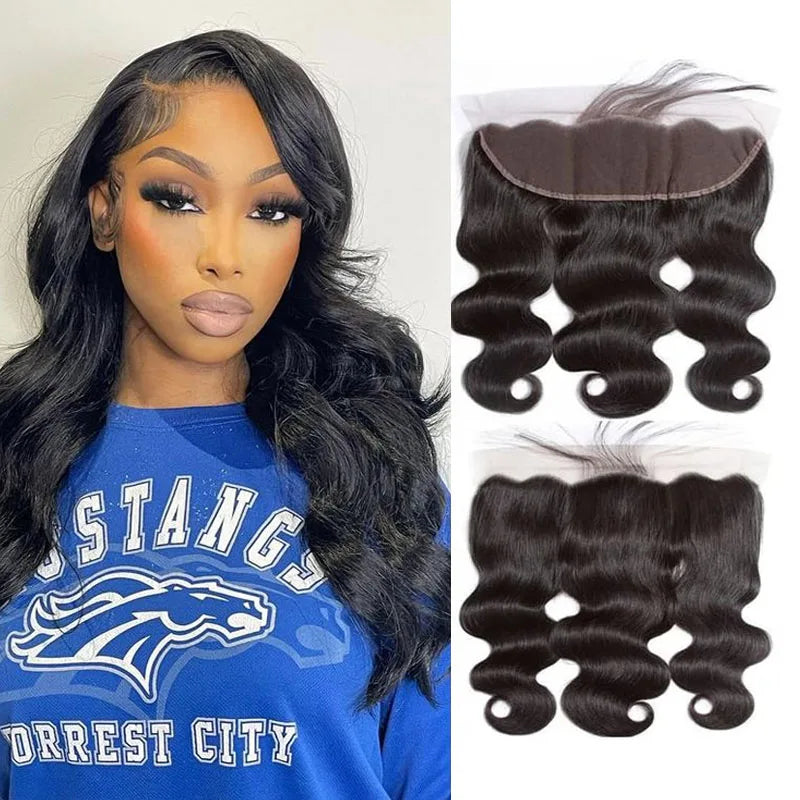 Wholesale Must-Haves Ear to Ear HD Lace Frontal Pre Plucked 12 Inch Body Wave Human Hair 200% Density Natural Black Color