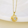 Elegant Dainty Stainless Steel Geometric Sun Moon Necklace Women Gift Trendy Party Engagement Beach Necklace