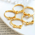 Dainty open not adjustable bowknot gold plated beautiful ring women fashion gold rings stainless steel anillos de oro