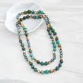 Fashion Bohemian Simple Style 8mm Natural Stone Glass Beaded Knotted Necklace for Women Jewelry Daily Wear
