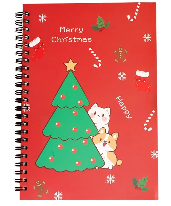 Christmas Tree Santa Claus Cartoon Student Kids Notebook
