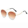 STORY YT5349 Ocean Piece Gradient Lens Half Frame Metal Cut Edge Cat Eye Sun Glasses Trendy Women's Fashion Sunglasses