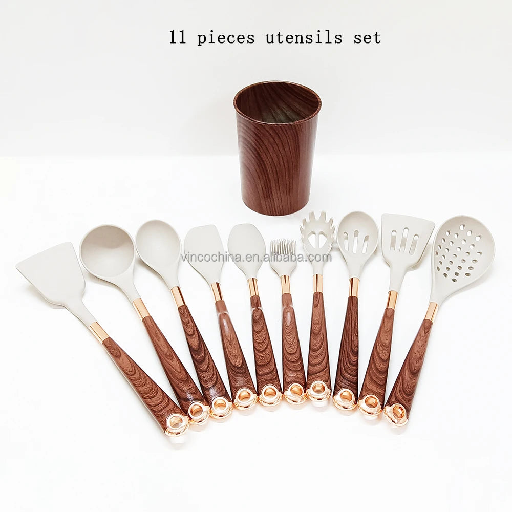 10/11 Pieces Food Grade Silicone Heads-Silicone Kitchen Gadgets Spatulas Cooking Utensil Set