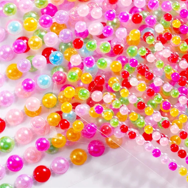 Hisenlee Mixed Color Acrylic Stickers 3MM 4MM 5MM 6MM Half Round Pearl DIY Dress Decoration with Creative Design
