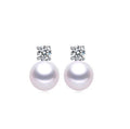 18K White Gold Plated Earring Stud Round White Black Freshwater Princess Snowflake Pearl Earrings