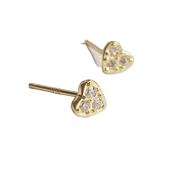 New Hot Fashion 925 Sterling Silver Crystal Mini Heart Earrings for Women Girls Gift Fashion Statement Jewelry