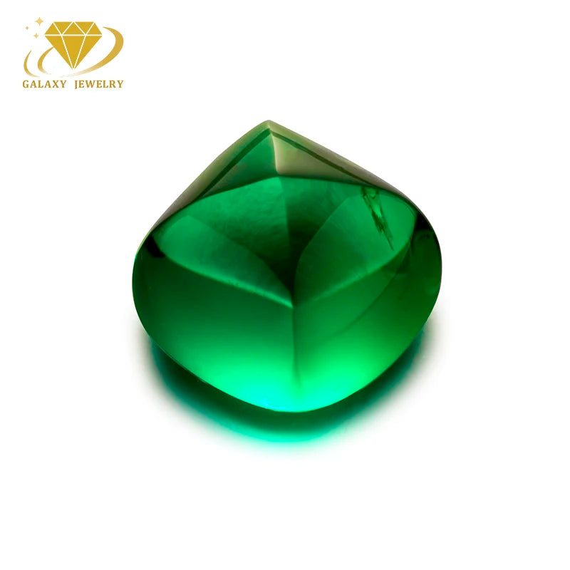 Fancy Shape Sugar Loaf Cut Lab Created Verdant Green Emerald Cabochon Gemstone  Zambia Colombian Emerald for Fine Jewelry Making