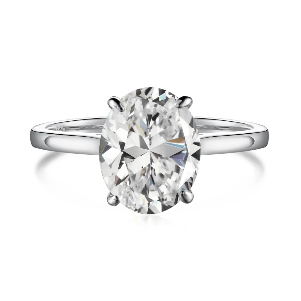 Dylam Luxury Fine Jewellery 925 Sterling Silver Rhodium 18K Gold Plated 8A Cubic Zirconia Oval Shape Diamond Wedding Engage Ring
