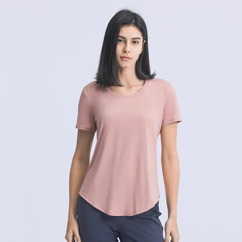 Custom Women Short Sleeve Yoga Tops Girls Workout Sports Shirt Fitness Active Wear Women's T -Shirts