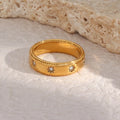 Vintage Texture 18K Gold Plated Star Shape Zircon Ring Tarnish Free Stainless Steel Engagement Rings Jewelry Women