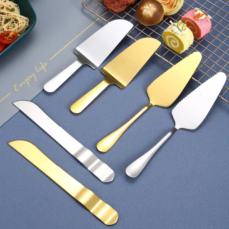 Early Riser Stainless Steel Cake Server & Pizza Slice | Dual-Tone Gold & Silver Serving Spatula for Desserts Pie Cheesecake