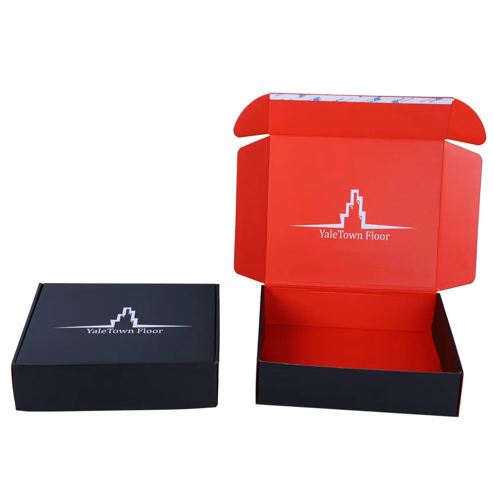 6X9X4 Eco Friendly Recycled Materials Custom Logo Print Black Durable Double Side White Glossy Lamination Self Boxes Box