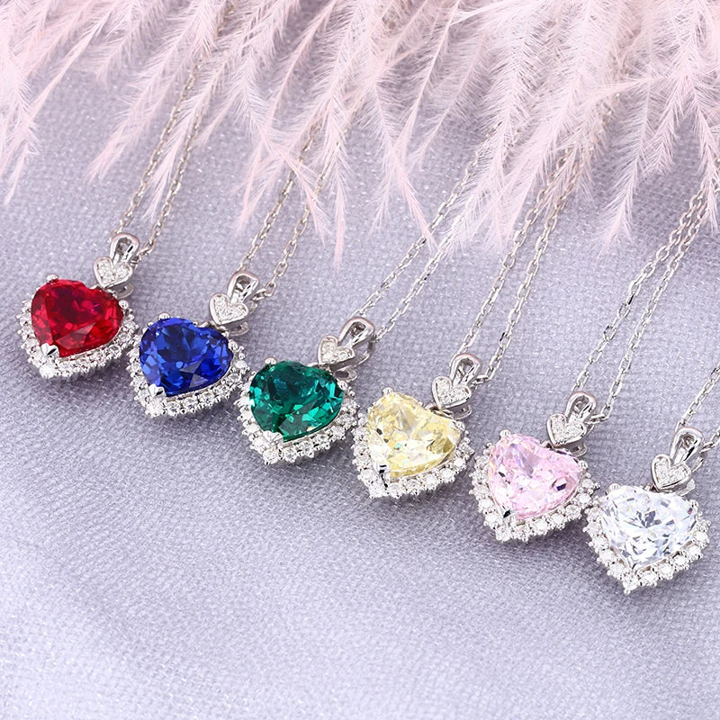 Starsgem Classic Titanic Heart of Ocean Typ S925 Sterling Silver Sapphire Ruby Emerald Pendant Necklace