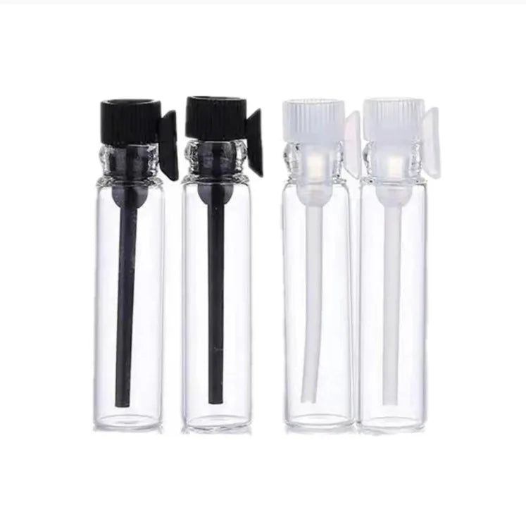 1ml 2ml 3ml Mini Glass Perfume Bottle Small Perfume Sample Vials Tester Trial Perfume Bottle with Clear Black Stoppers