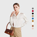2023 New Arrivals Silk Long Sleeve Turn-Down Collar Button Down Shirt Women Office Lady Blouse