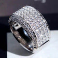 Cross-Border Jewelry Luxury Half Circle Full Diamond Design Ring Female Fashion Niche Cold Celebrity Ring Wholesale