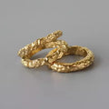 Personalized Women Finger Jewelry Stainless Steel 18K Gold Plated Irregular Hammered Ring Tarnish Free Waterproof Gold Jewelry