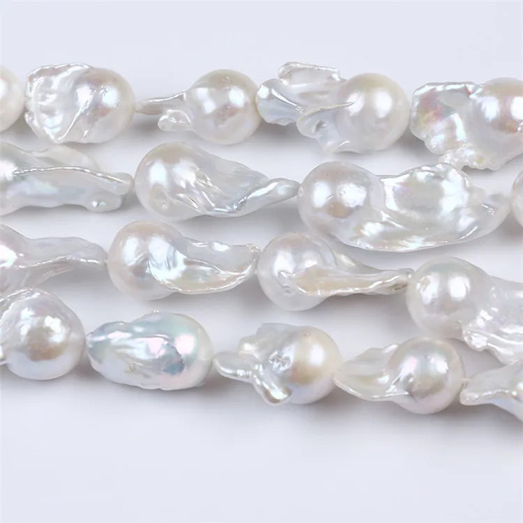 Zhuji Baroque Shape Freshwater Pearls 13-20mm Natural White Real Pearls Strands for Jewelry Making