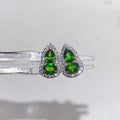Factory Wholesale Tarnish Free 925 Sterling Silver Natural Diopside Green Stone Retro Stud Women Earrings Party Gift