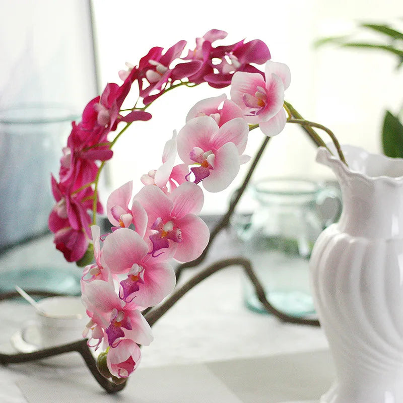 E-L052 Wholesale Home Decoration Pot Artificial Phalaenopsis Flowers Large 11 Head Real Touch Latex butterfly Orchid