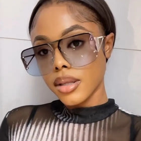 3625 Futuristic Fashion Frame Metal Women Men Italian Vintage Bold Hollow Glass Shades Big Frame Square Sunglasses Frameless