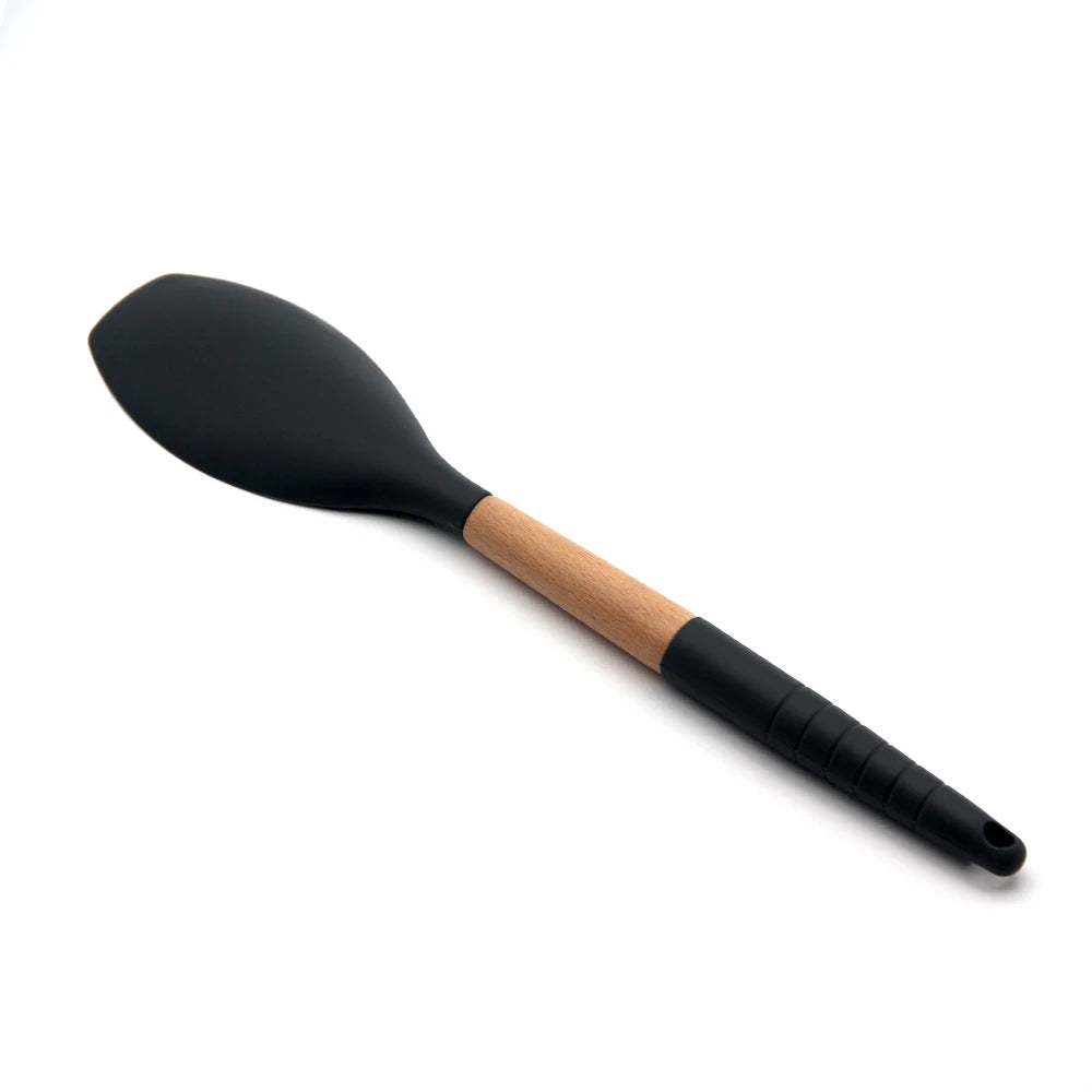 Home and Kitchen Gadgets Kitchen Utensils Heat Resistant Wooden Handle Food Grade Silicone Spatula Spoontula Kitchen Utensils