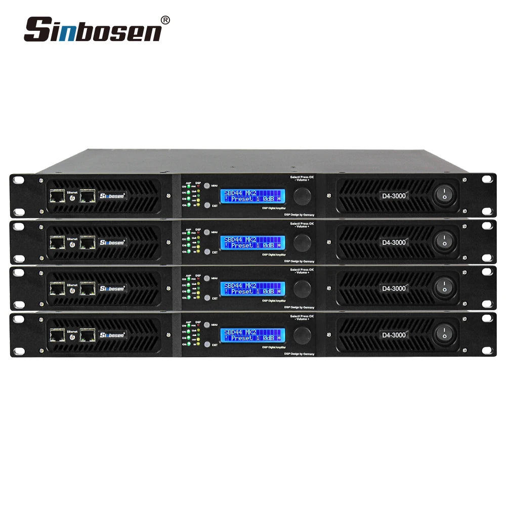 D4-3000 1U Professional Digital Power Amplifier DSP Class D 4-Channel 2 Ohms 3000 Watts Audio/Video/Lighting Workhorse