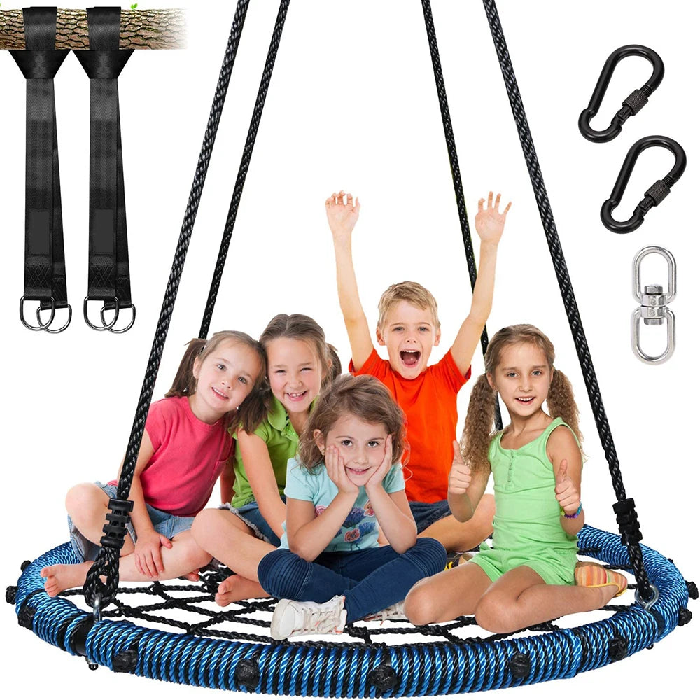 High Quality Modern Adjustable Height Kids Spider Web Swing for Park & Villa Outdoor Furniture 2-Seater