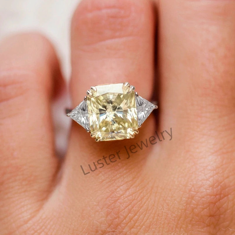 Luster Jewelry DEF14/18k champagne  10k Gold Moissanite Wedding Band Solid White Gold Engagement Ring Diamond 5carat