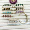 2025 New Arrivals Fashion Gemstone Bangle Round Crystal Inlay Amethyst tiger Eye Gold Bangle Bracelet Cuff Jewelry for Women